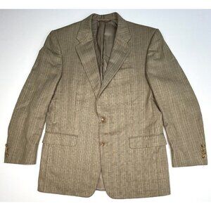 HICKEY-FREEMAN Mens 41R Silk/Wool Boardroom Tan Plaid SPORT COAT Blazer USA EUC